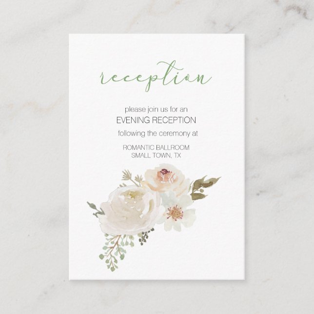 White Floral Elegant Wedding Enclosure Card (Front)