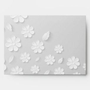 White floral embossed name initials personalized envelope