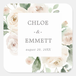 White Floral Eucalyptus Wedding Envelope Seals