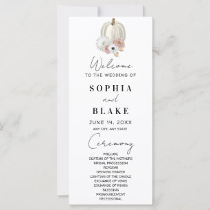 White Floral Fall Pumpkin White Wedding Program