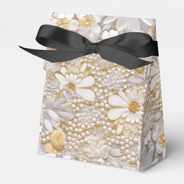 White Floral Favor Box (Front Side)