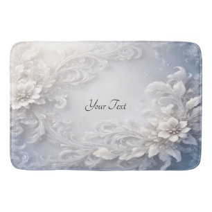 White Floral Flourish Bath Mat