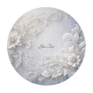 White Floral Flourish Cutting Board