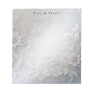 White Floral Flourish Notepad