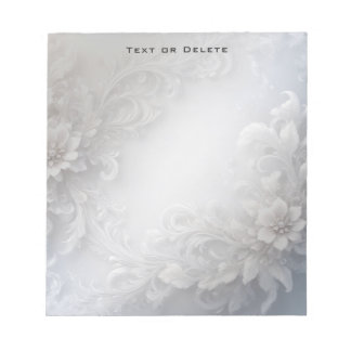 White Floral Flourish Notepad