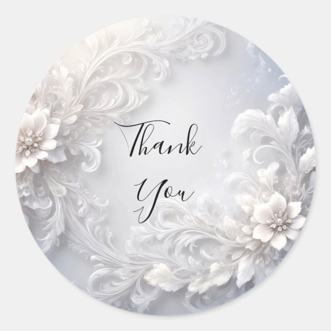 White Floral Flourish Sticker (Front)