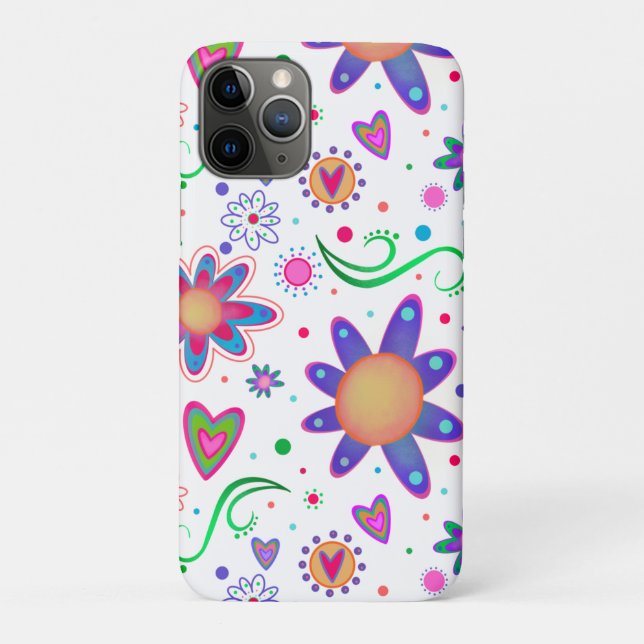 White Floral Fun Pattern Girly Inspirivity Case-Mate iPhone Case (Back)