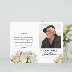 White Floral Funeral Program Template