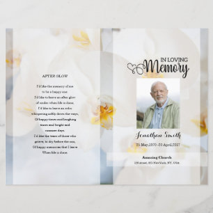 White floral Funeral Program template