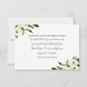 White Floral Funeral Thank You