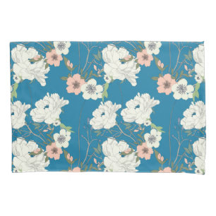 White Floral Garden Pattern Pillowcase