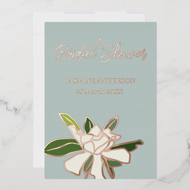 White Floral Gardenia Simple Garden Bridal Shower  (Envelope)