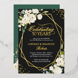 White Floral Gold Geometric Wedding Anniversary