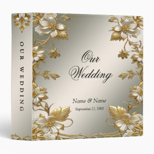 White Floral Gold Ornate Album Binder