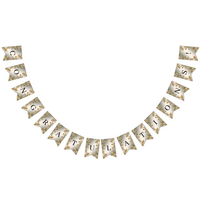 White Floral Gold Ornate Bunting Flag (All)