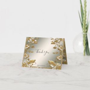 White Floral Gold Ornate Thank You Card