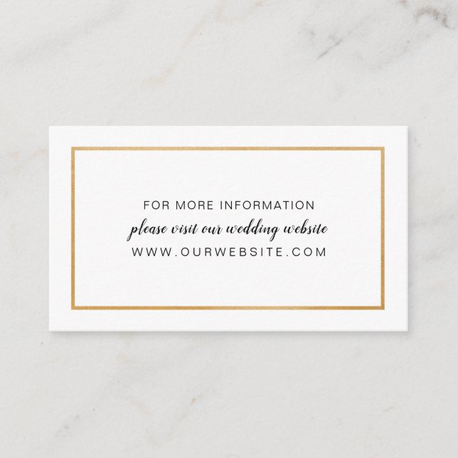 White Floral Gold wedding website or info card (Front)