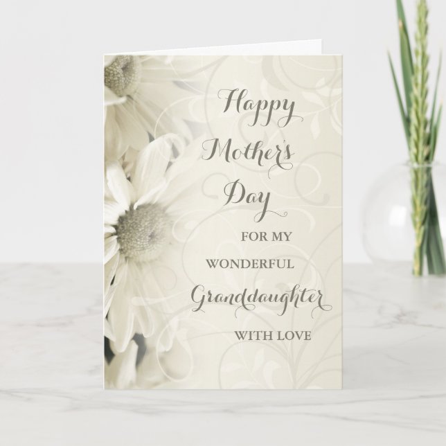 White Floral Granddaughter Happy Mother's Day Card (Front)
