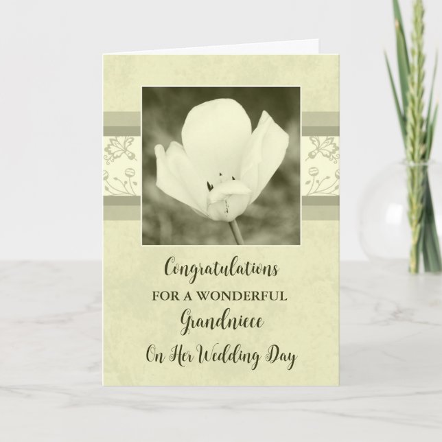 White Floral Grandniece Wedding Congratulations Card (Front)