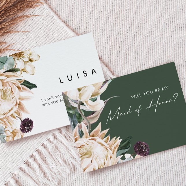 White Floral | Green Maid Of Honour Proposal Card (Creator Uploaded)
