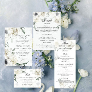 White Floral Greenery Botanical Wedding Invitation