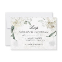 White Floral Greenery Botanical Wedding RSVP Cards