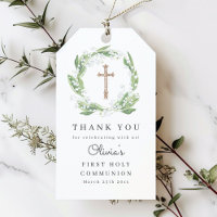 White Floral Greenery First Communion Favour