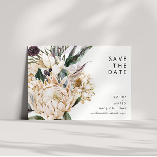 White Floral Horizontal Save The Date