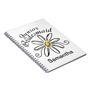 White Floral Junior Bridesmaid Notebook