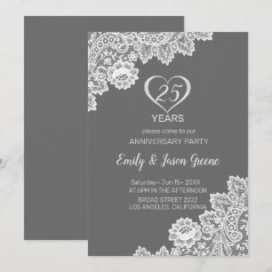 White Floral Lace And Roses Invitation