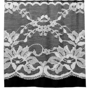 White floral lace: black background.