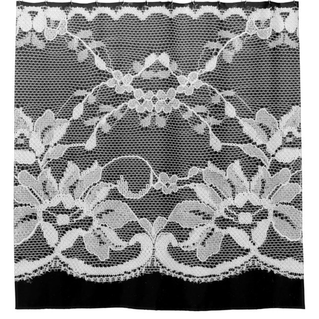White floral lace: black background. (Front)