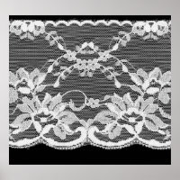 White floral lace: black background.