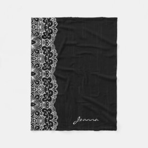 White Floral Lace Fleece Blanket