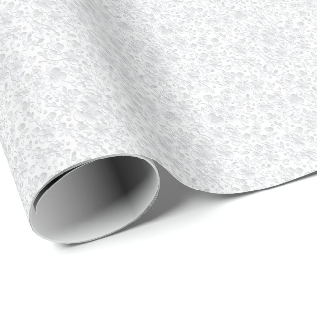 White Floral Lace Flowers Gift Wrapping Paper (Roll Corner)