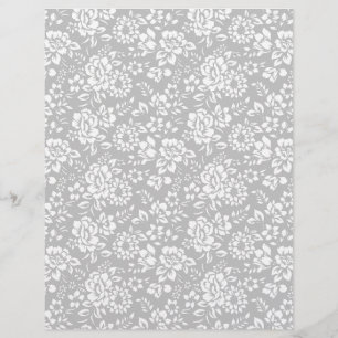 White Floral Lace Silver Grey Arts & Craft Paper