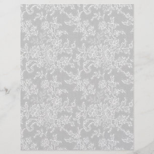 White Floral Lace Silver Grey Arts & Craft Paper