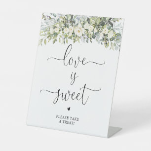 White Floral Love Is Sweet Sign