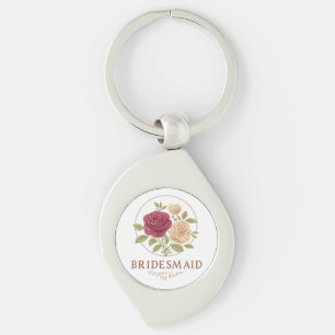 White Floral Metallic Keychain - Bridesmaid