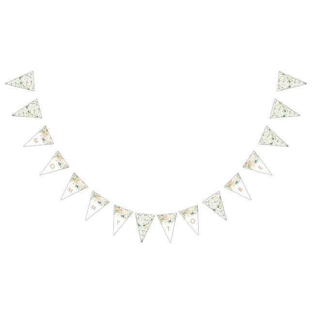 White Floral Mommy to be bunting banner (All)