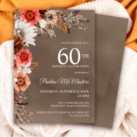 White Floral Neutral Fall Flowers 60th Birthday
