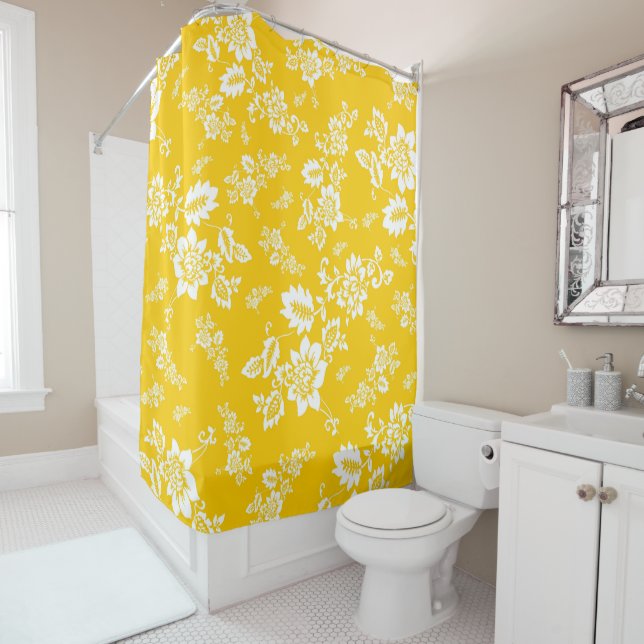 White Floral on Yellow Spring Background (In Situ)