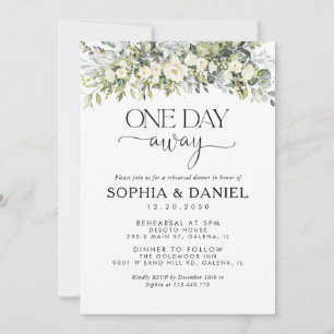 White Floral One Day Away Invitation