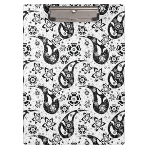 White Floral Paisley Pattern Design Clipboard