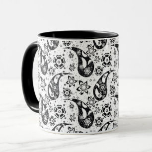 White Floral Paisley Pattern Design  Mug