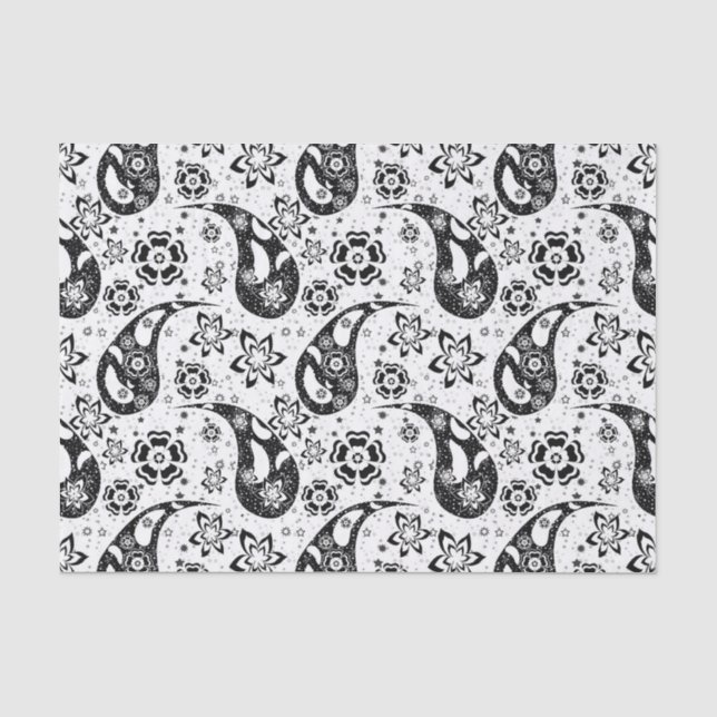 White Floral Paisley Pattern Design  Tissue Paper (Front)