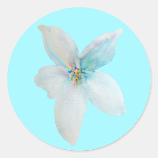 White floral pastel flower watercolor classic round sticker (Front)