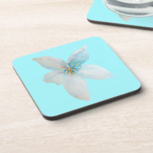 White floral pastel flower watercolor coaster