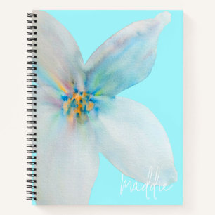 White floral pastel flower watercolor notebook