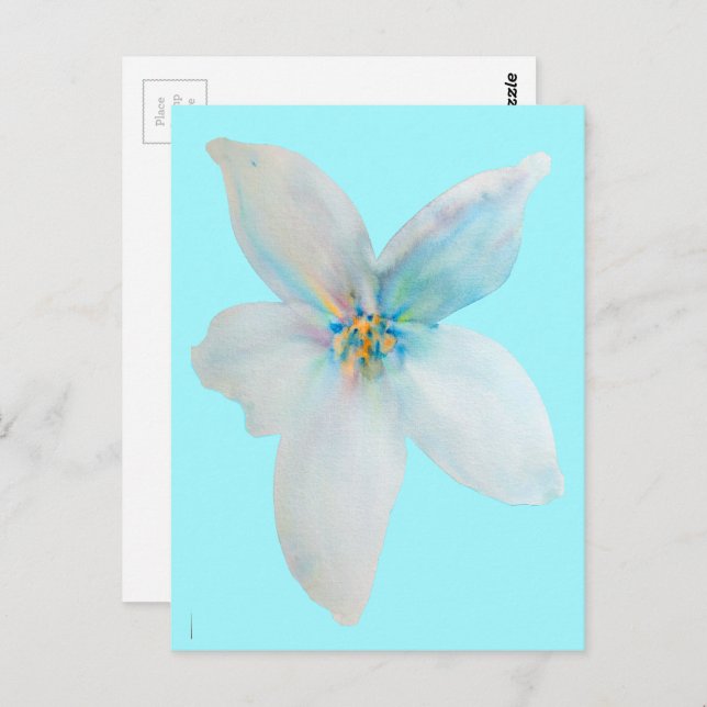 White floral pastel flower watercolor postcard (Front/Back)
